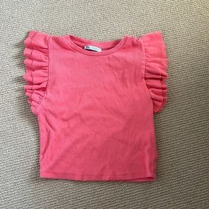 coral zara top! barley worn